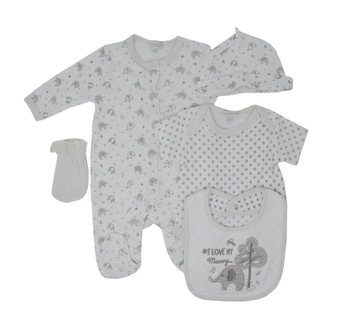 5 Piece Baby Gift Set With Embroidery and Applique - 0/3 Months