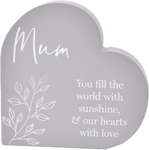 Widdop and Co Grey Heart MDF Plaque - Floral - Mum