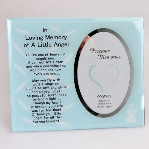 In Loving Memory of a Little Angel Boy Glass Photo Frame Tribute Memorial Plaque