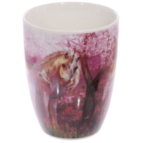 Fantasy Unicorn Mother and Baby Pink Bone China Mug in Gift Box
