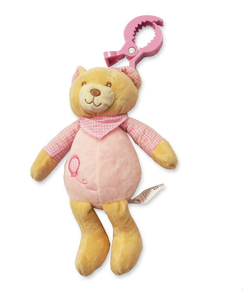 Baby Girls Pink Soft Teddy Bear Clip On Pushchair, Cot & Car Seat Toy - Suitable From Birth