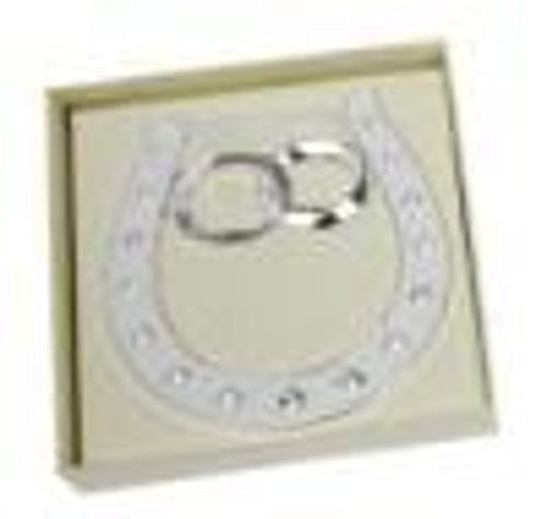 Wedding Good Luck Horseshoe with Diamante Detail and Linked Wedding Rings