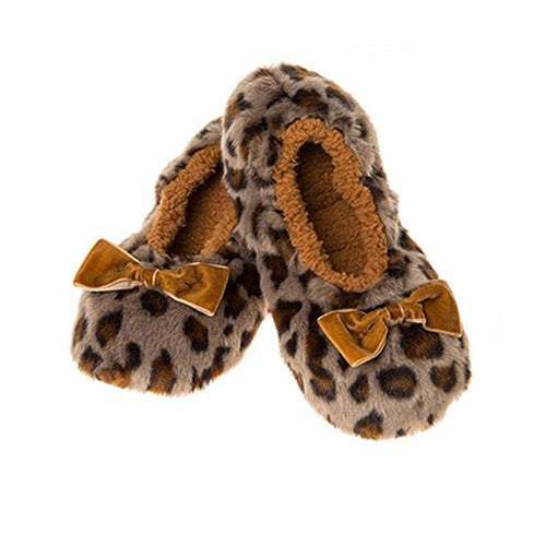 Grey Leopard Touch Me Snoozies Winter Warm Modern Ballet Slippers - Ladies / Girls UK 3 to 4 (Small UK 3-4)