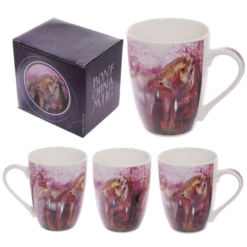 Fantasy Unicorn Mother and Baby Pink Bone China Mug in Gift Box