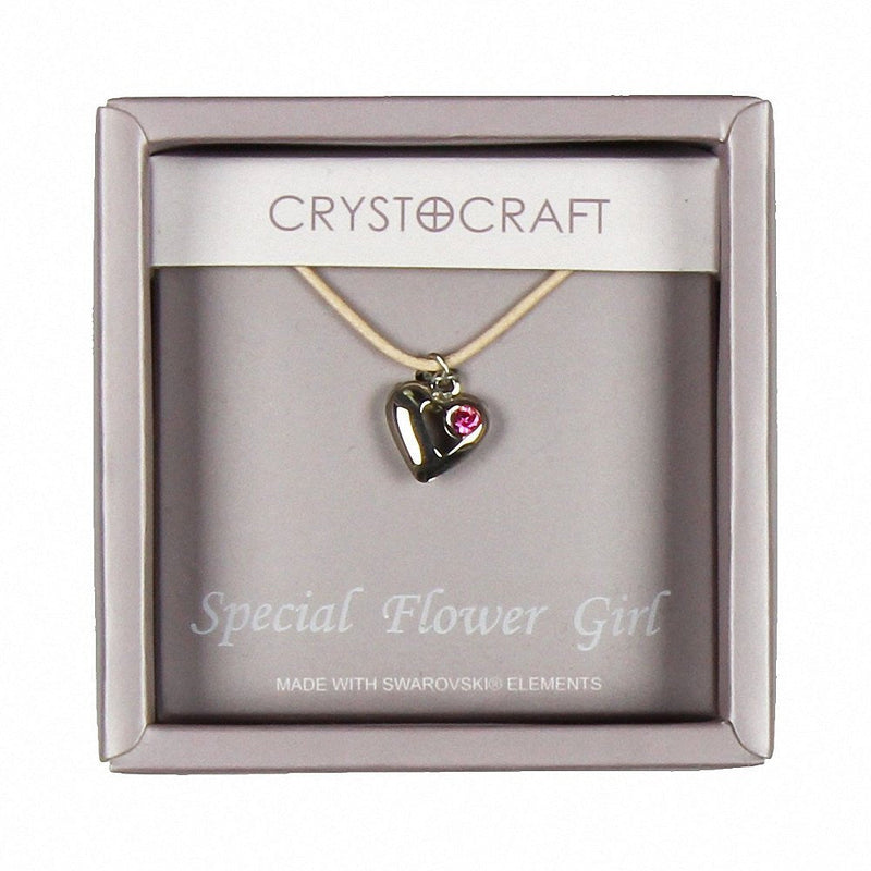 Crystocraft Necklace with Heart Charm-Our Special Flower Girl