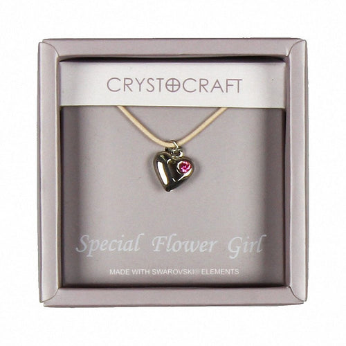 Crystocraft Necklace with Heart Charm-Our Special Flower Girl