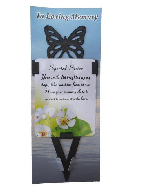 Sister Memorial Laminated Card With Butterfly Stake Holder And Special Message By Homestreet