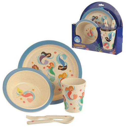 Mermaid Eco-Friendly Biodegradable Bamboo Plate/Cutlery Set