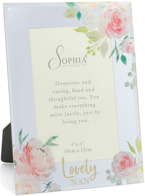 Floral Mirror Glass 4 x 6 Photo Frame - Lovely Nan