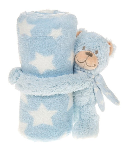 Cuddletime Blue Bear baby blanket 105cm x 83cm