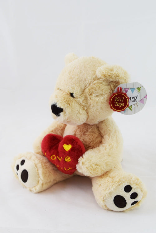 Love You Heart Teddy Bear Cream Valentines Day Soft Toy Cute Love Gift Present