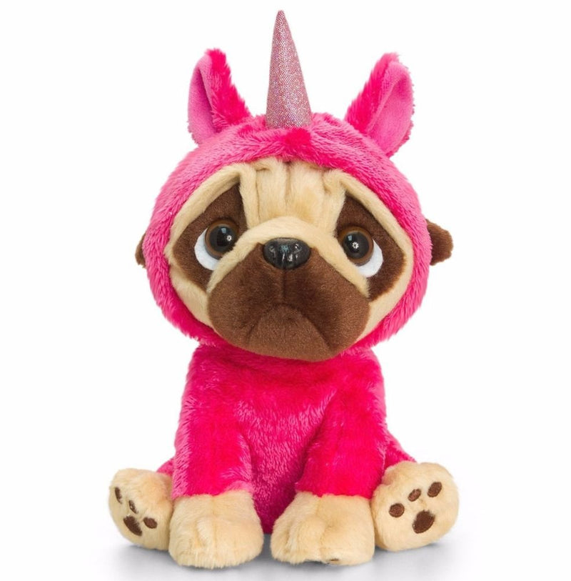 Keel Toys Large Pugsley 20cm Pug Dog in Unicorn Costume Cuddly Soft Toy Teddy Plush