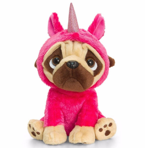 Keel Toys Large Pugsley 20cm Pug Dog in Unicorn Costume Cuddly Soft Toy Teddy Plush