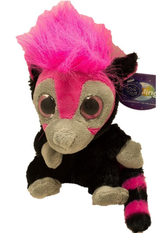 Moonlings 14cm Black Lemur with Pink Hair by Keel Toys