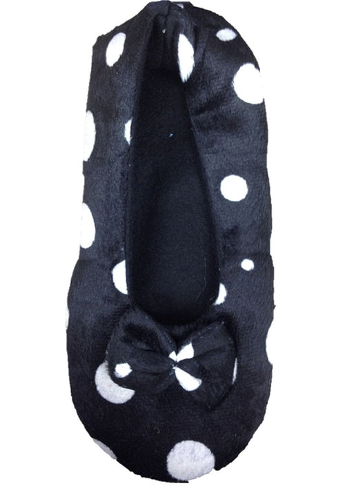 Ladies Tootsies Ballerina Slippers SK818 Black Spot