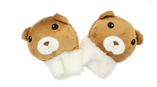 Cute Kids Soft Fleecey Warm Fingerless Animal Gloves - Teddy Bear, Dog, Bunny Rabbit, Mouse, Cat
