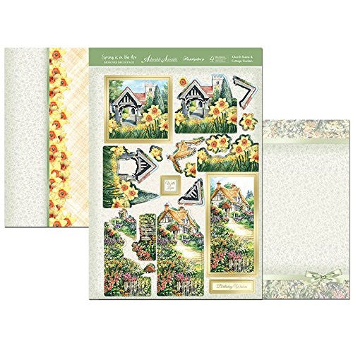 hunkydoryspring is in air designer decoupage set church scene & cottage garden