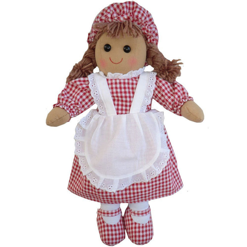 Red Gingham Rag Doll 40cm With Gingham Hat White Apron