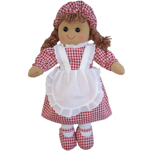 Red Gingham Rag Doll 40cm With Gingham Hat White Apron