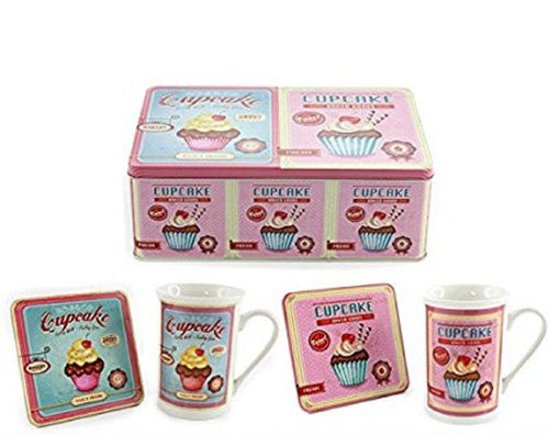 cupcakes mug & coaster one set in a tin