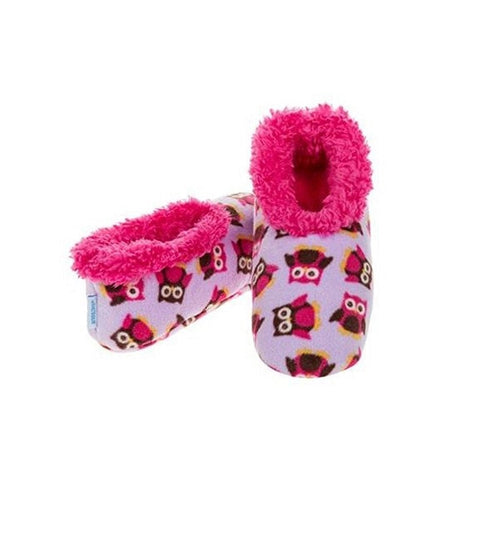 Snoozies Slippers Bright Print Fleece Ladies UK 3-4 Owl Party