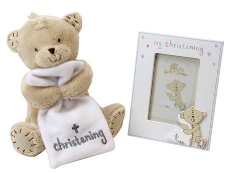 Button Corner MDF Frame & Plush Teddy 17cm (CG1012)