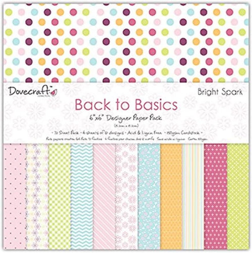 Dovecraft Back To Basics Bright Spark Collection - Paper Pack 6"x6" (12 Designs, FSC)