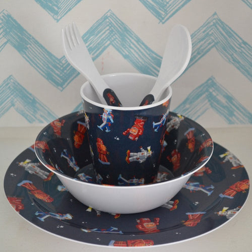 Powell Craft Melamine Toddler Dinner Set, ROBOT