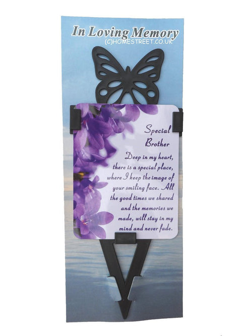 Brother Memorial Laminated Card With Butterfly Stake Holder And Special Message By Homestreet