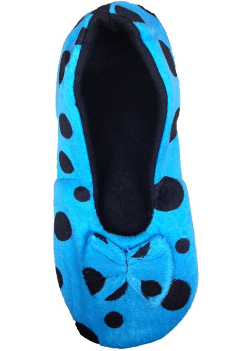 Ladies Tootsies Ballerina Slippers SK818 Blue Spot