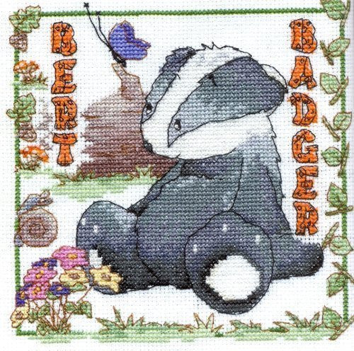 DMC Bert Badger 14 Count Cross Stitch Kit, Multi Colour