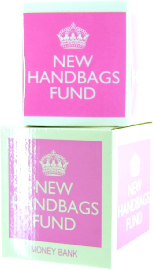 New Handbags Fund Pink & White Fine China Moneybox - Gift boxed