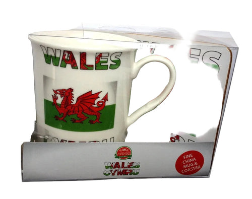LP welsh flag mug coaster set