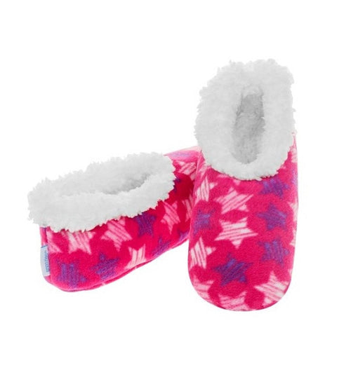 Snoozies Slippers Bright Print Fleece Ladies UK 3-4 Scribble Star