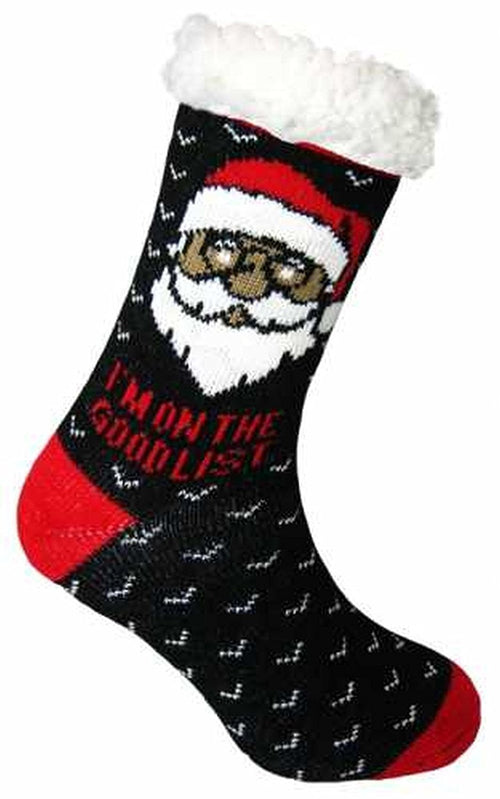 Ladies Heat Machine Soft Sherpa Fleece Lined Christmas Slipper Socks
