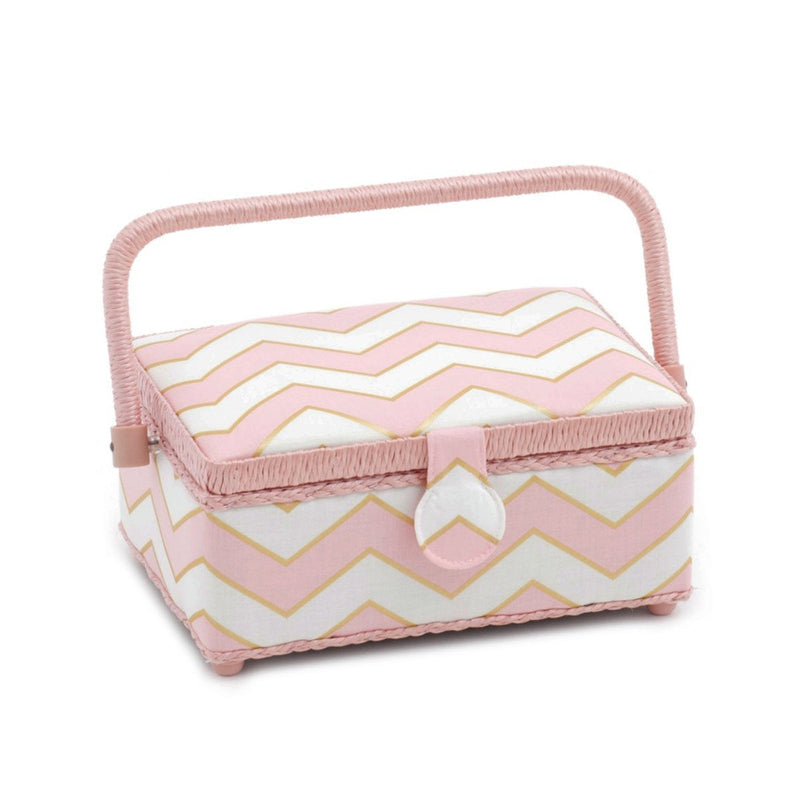 Hobby Gift 'Chevron Pearlised Blush' Small Rectangle Sewing Box 24 x 16 x 11cm (d/w/h)