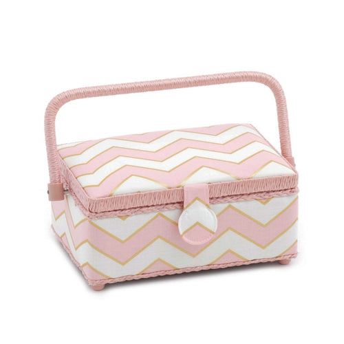 Hobby Gift 'Chevron Pearlised Blush' Small Rectangle Sewing Box 24 x 16 x 11cm (d/w/h)