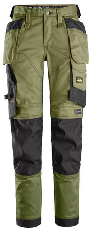 Snickers 6247 Khaki Green AllroundWork Women's Stretch Trousers Holster Pockets