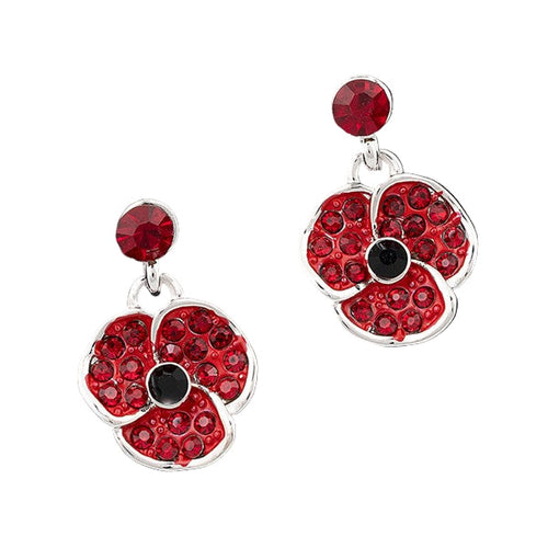Equilibrium Silver Plated Dangly Poppy Earrings