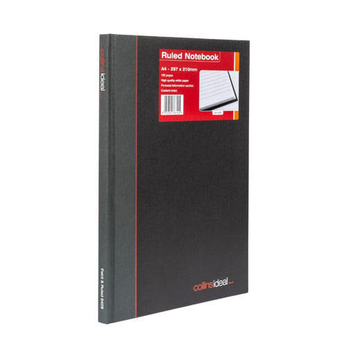 Ideal - A4 Cashbook Casebound Feint - 192 Pages  - Black (6428)
