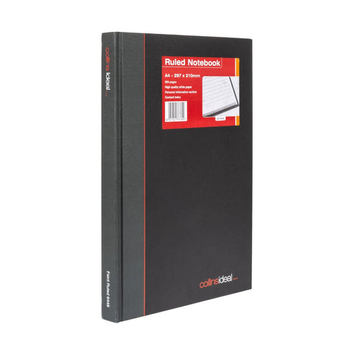 Ideal - A4 Cashbook Casebound Feint - 384 Pages  - Black (6448)