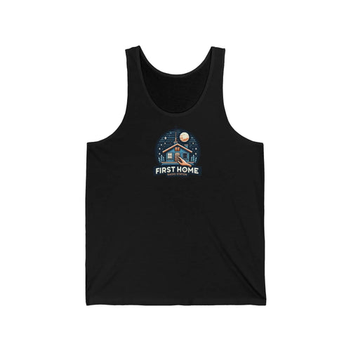 Cozy Unisex Tank Top with 'First Home Radio' Design, Summer Beachwear, Housewarming Gift, Casual Summer Top, Perfect for New Homeowners
