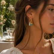 Birdie Mismatch Gold Tone Hoop Charm Earrings