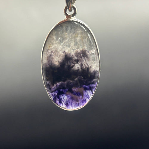Genuine Blue John Fluorite Pendant set in sterling silver - 2 options