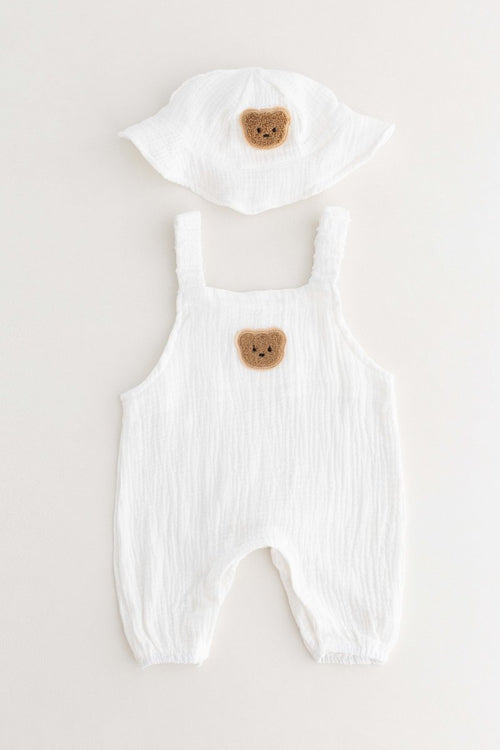 The Bear Set Hat & Romper White