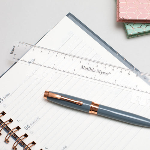 Matilda Myres | 2027 Diary - A5 Weekly Planner with Rose Gold Wiro | Week-to-View in Grey