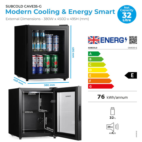 Subcold Cave35-G Glass Door Beer Fridge