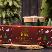 Red Christmas Drawer Box - 4 Pairs of Bamboo Socks (His)