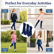 Sock Stack Girls Cotton Lycra Tights 3 Pairs Cotton Rich Back To School Uniform Reinforced Heel Toe Multipack Value