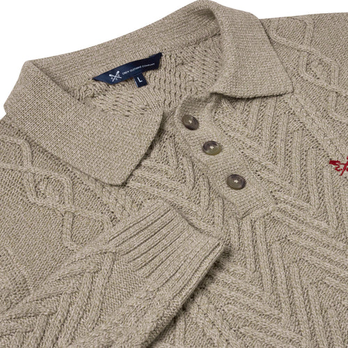 Crew Clothing Company Cable Knit Button Neck Jumper